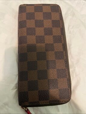 Men's Checker Zip-Around Wallet in Brown